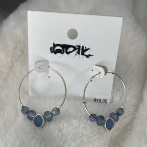 Belk Silver Hoops with Blue druzy Accents